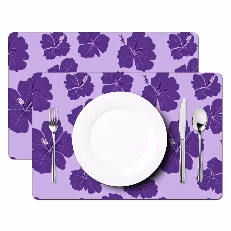 Hibiscus - Bloemen - Paars Placemat vinyl groot 368 -zzsfeer2_Kitchenyeah-website