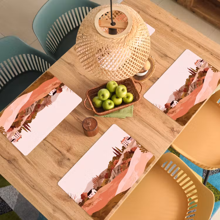 Heuvellandschap - Grafisch - Terracotta Placemat vinyl groot -zzsfeer5_Kitchenyeah-website