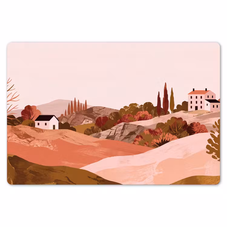 Heuvellandschap - Grafisch - Terracotta Placemat vinyl groot -zzsfeer1_Kitchenyeah-website