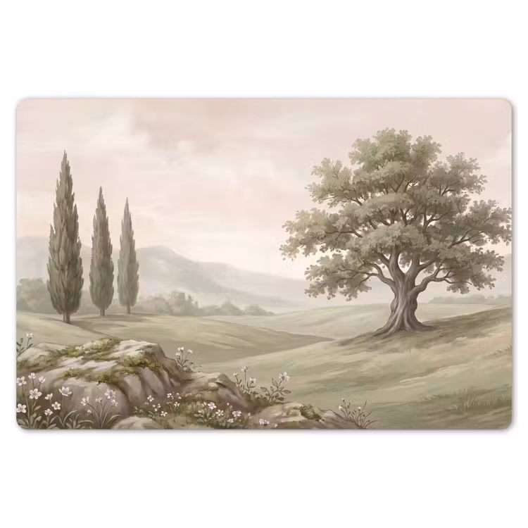 Heuvellandschap - Bomen - Natuur - Groen Placemat vinyl groot -zzsfeer1_Kitchenyeah-website