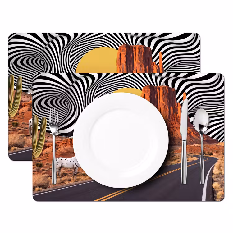 Placemat - 6 pieces - Horse - Desert - Nature - Paard - Woestijn - Natuur Placemat vinyl groot
