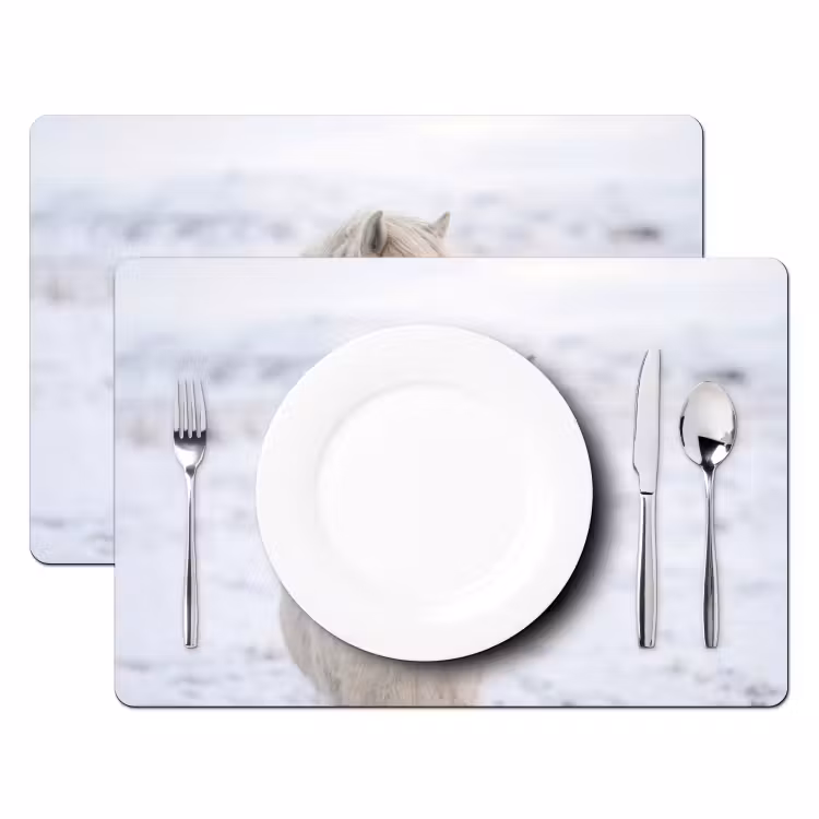 Paard - Kop - Winter - Dieren - Wit Placemat vinyl groot -zzsfeer2_Kitchenyeah-website