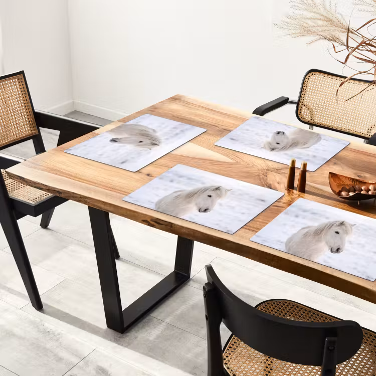 Paard - Kop - Winter - Dieren - Wit Placemat vinyl groot -zzsfeer4_Kitchenyeah-website