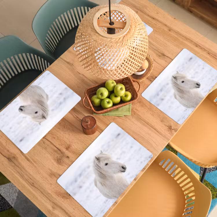 Paard - Kop - Winter - Dieren - Wit Placemat vinyl groot -zzsfeer5_Kitchenyeah-website