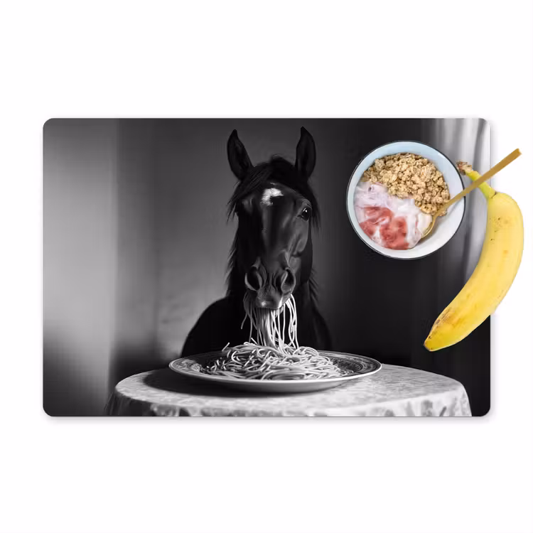 Paard - Bord - Pasta - Tafelkleed - Zwart Wit - Dieren Placemat vinyl groot -zzzproduct_Kitchenyeah-website