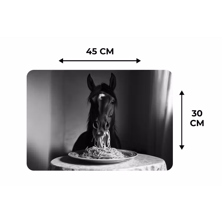 Paard - Bord - Pasta - Tafelkleed - Zwart Wit - Dieren Placemat vinyl groot -specs