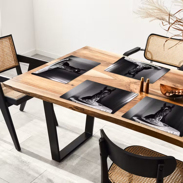 Paard - Bord - Pasta - Tafelkleed - Zwart Wit - Dieren Placemat vinyl groot -zzsfeer4_Kitchenyeah-website