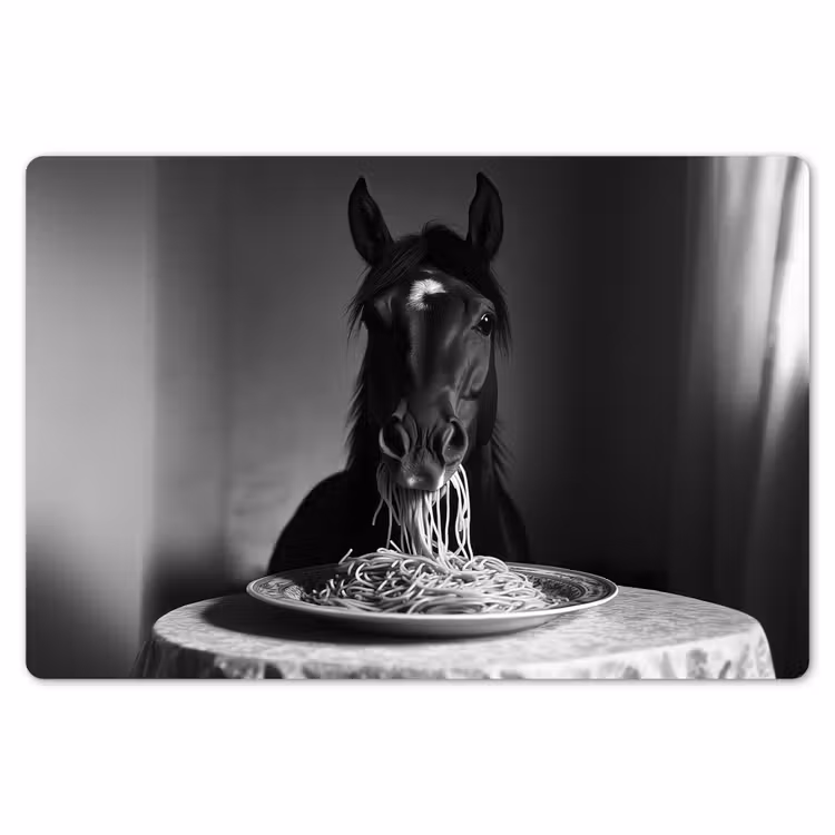 Paard - Bord - Pasta - Tafelkleed - Zwart Wit - Dieren Placemat vinyl groot -zzsfeer1_Kitchenyeah-website