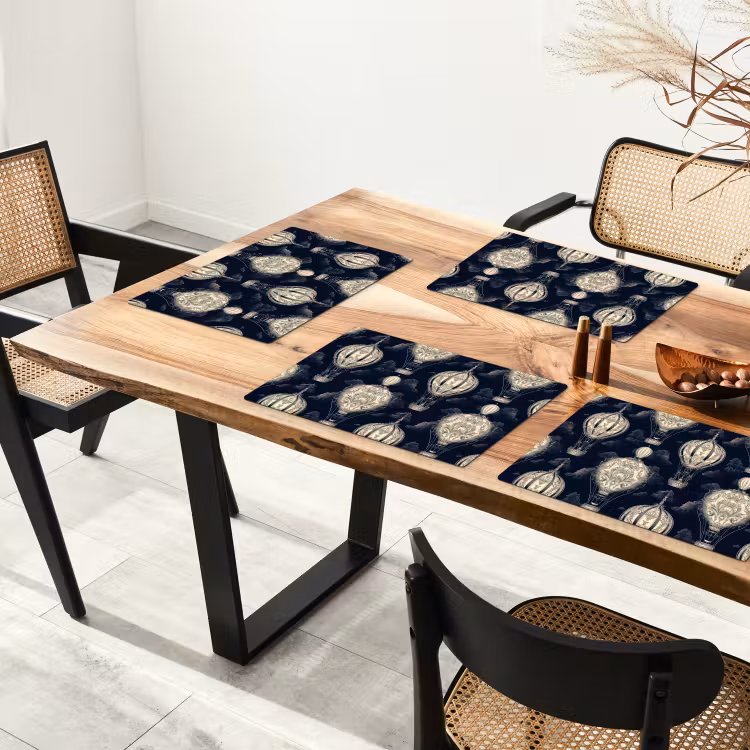 Luchtballonnen - Wolken - Patroon - Donkerblauw Placemat vinyl groot 368 -zzsfeer4_Kitchenyeah-website