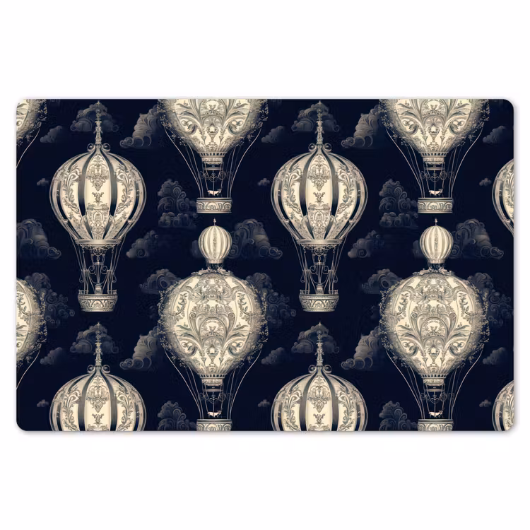 Luchtballonnen - Wolken - Patroon - Donkerblauw Placemat vinyl groot 368 -zzsfeer1_Kitchenyeah-website