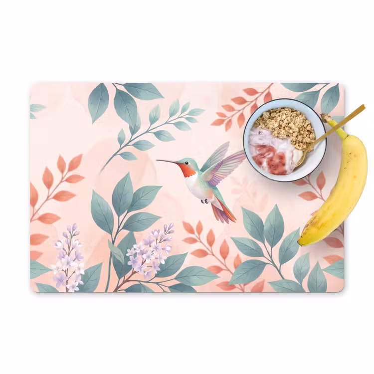 Kolibrie - Vliegen - Natuur - Illustratie - Kleurrijk Placemat vinyl groot -zzzproduct_Kitchenyeah-website