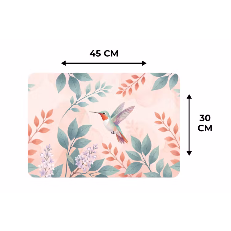 Kolibrie - Vliegen - Natuur - Illustratie - Kleurrijk Placemat vinyl groot -specs