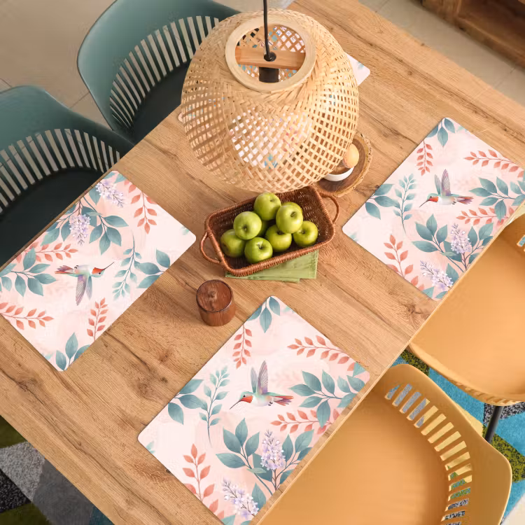 Kolibrie - Vliegen - Natuur - Illustratie - Kleurrijk Placemat vinyl groot -zzsfeer5_Kitchenyeah-website