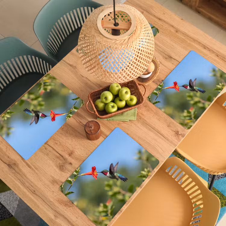 Kolibrie - Bloem - Natuur - Groen Placemat vinyl groot -zzsfeer5_Kitchenyeah-website