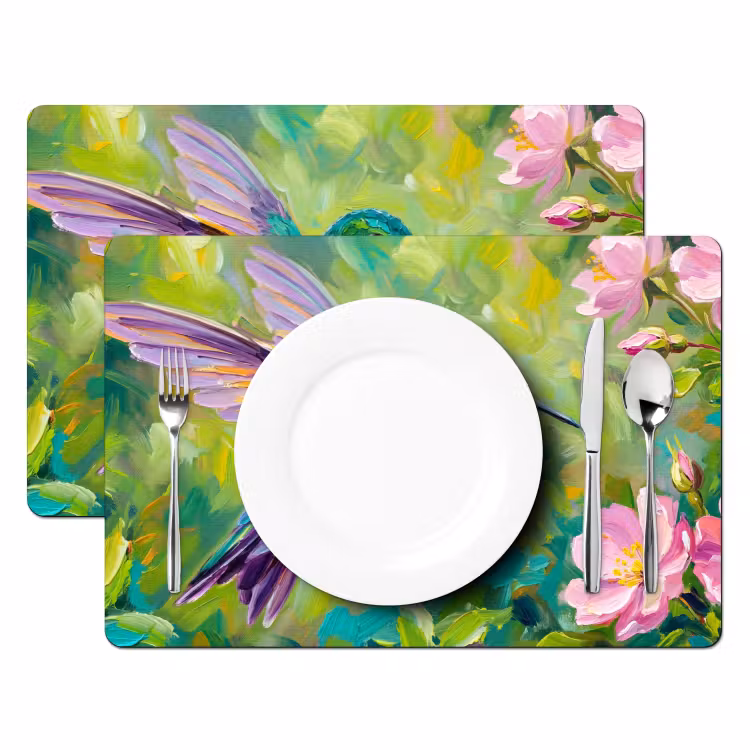 Kolibrie - Bloemen - Natuur - Kleurrijk Placemat vinyl groot -zzsfeer2_Kitchenyeah-website