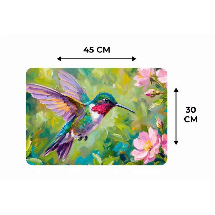 Kolibrie - Bloemen - Natuur - Kleurrijk Placemat vinyl groot -specs