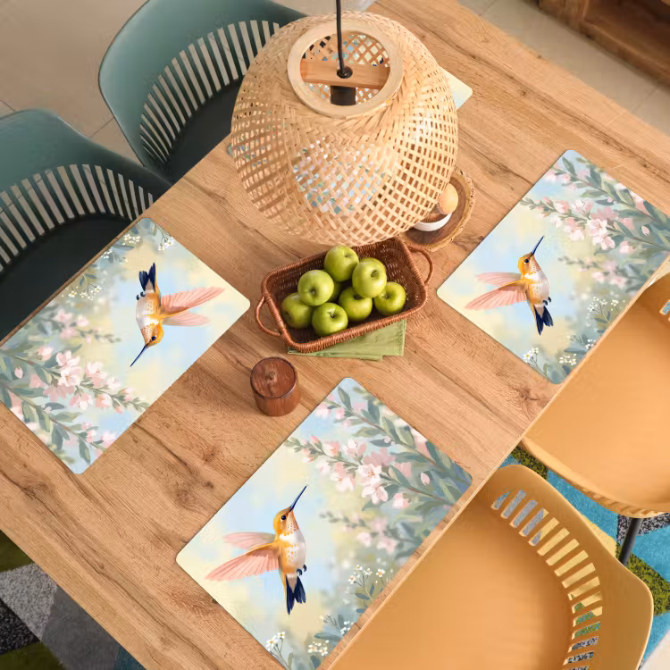 Kolibrie - Illustratie - Kleurrijk Placemat vinyl groot -zzsfeer5_Kitchenyeah-website