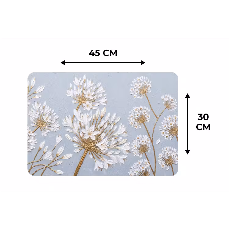 Illustratie - Bloemen - Blauw Placemat vinyl groot -specs