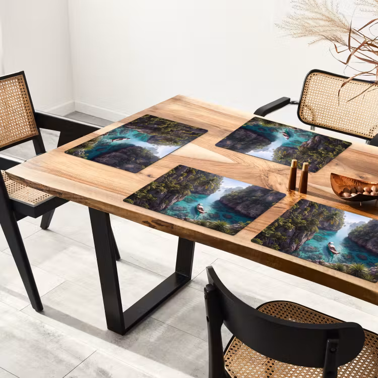 Eiland - Tropisch - Water - Palmbomen - Natuur Placemat vinyl groot -zzsfeer4_Kitchenyeah-website