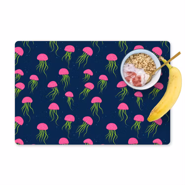 Kwallen - Diepzee - Neon Placemat vinyl groot 368 -zzzproduct_Kitchenyeah-website