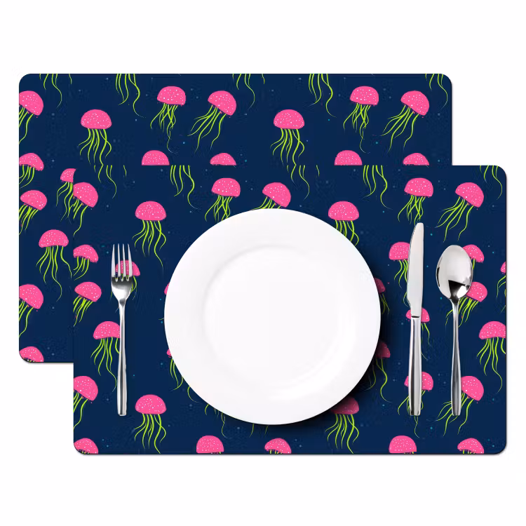 Kwallen - Diepzee - Neon Placemat vinyl groot 368 -zzsfeer2_Kitchenyeah-website