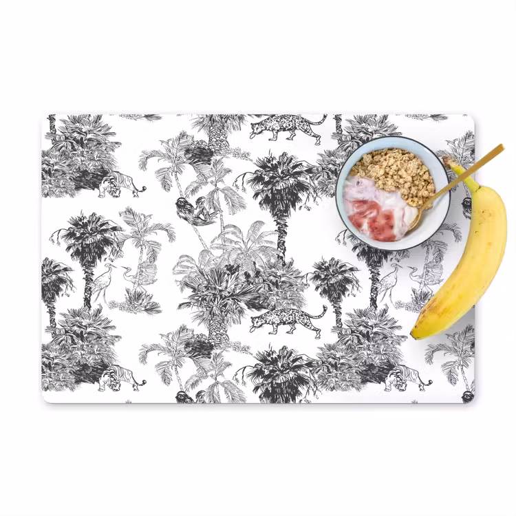 Jungle - Dieren - Grijs Placemat vinyl groot 368 -zzzproduct_Kitchenyeah-website