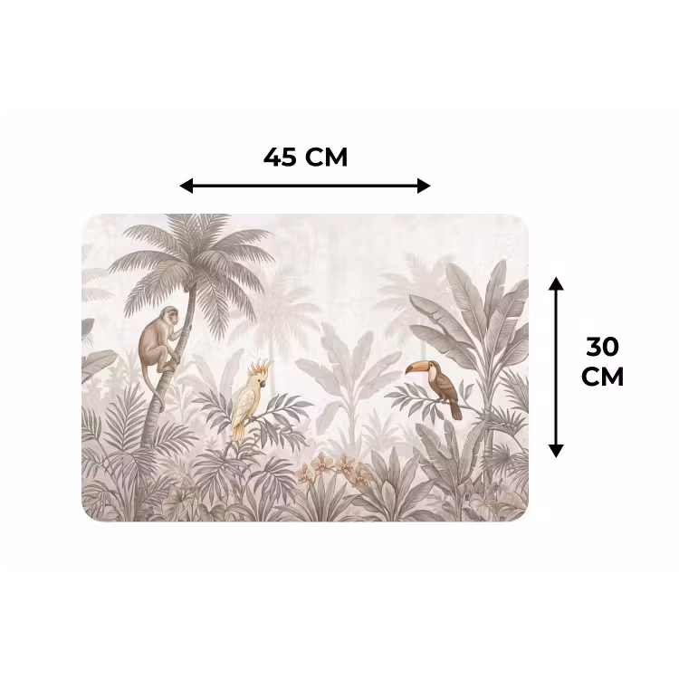 Jungle - Dieren - Palmbomen Placemat vinyl groot -specs