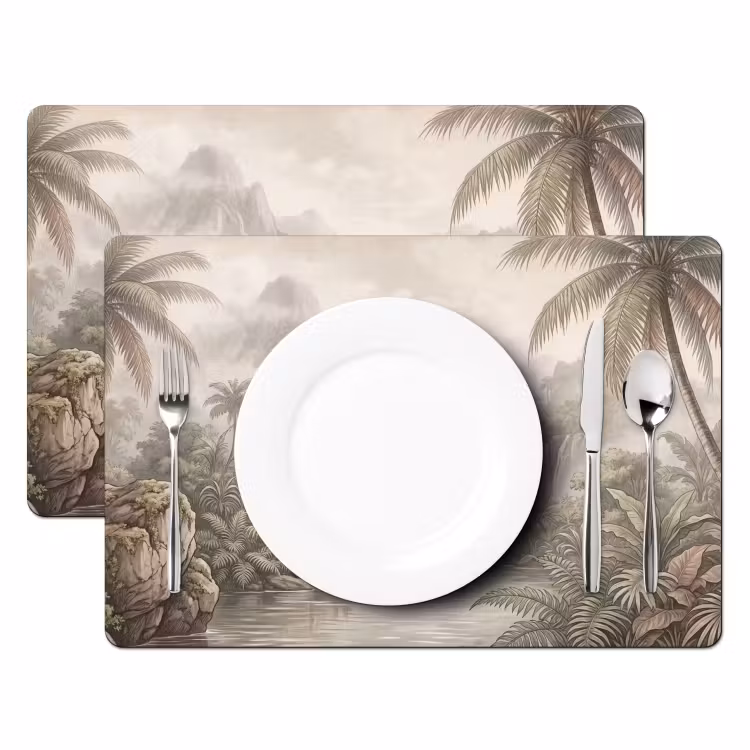 Jungle - Watervallen - Tropisch - Illustratie Placemat vinyl groot -zzsfeer2_Kitchenyeah-website