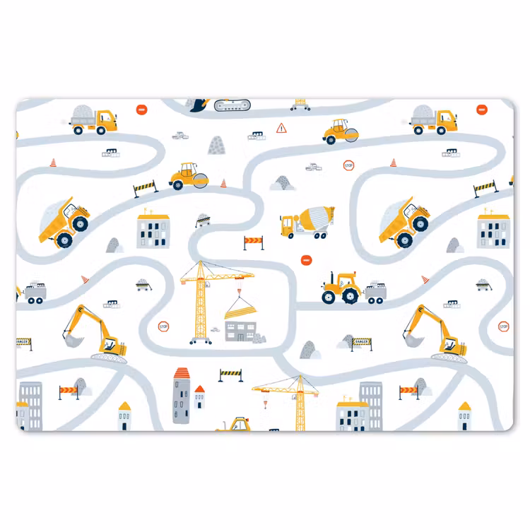 Kinderen - Bouwplaats - Hijskraan - Tractor - Patronen Placemat vinyl groot -zzsfeer1_Kitchenyeah-website
