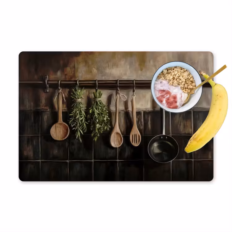 Keukengerei - Rustiek - Tegels - Kruiden Placemat vinyl groot -zzzproduct_Kitchenyeah-website