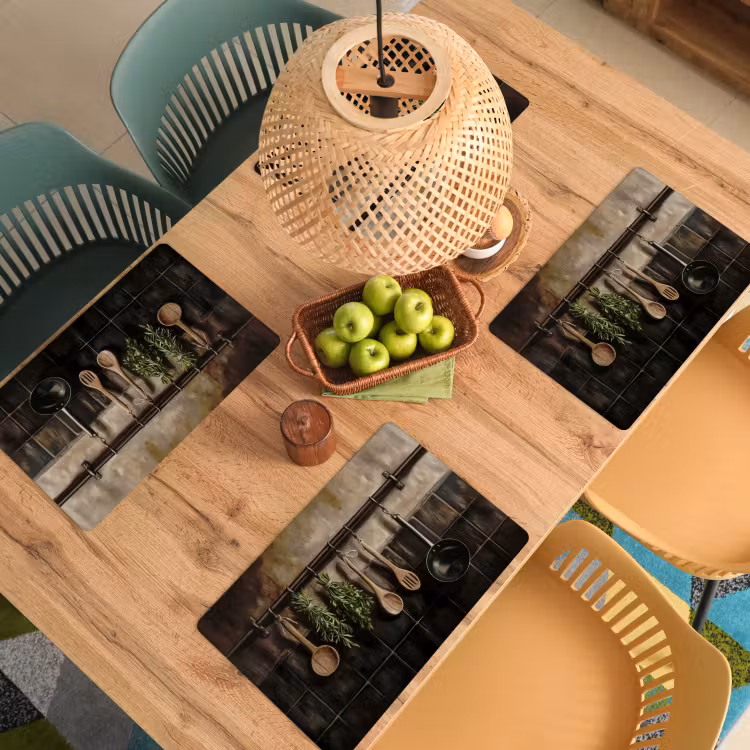 Keukengerei - Rustiek - Tegels - Kruiden Placemat vinyl groot -zzsfeer5_Kitchenyeah-website