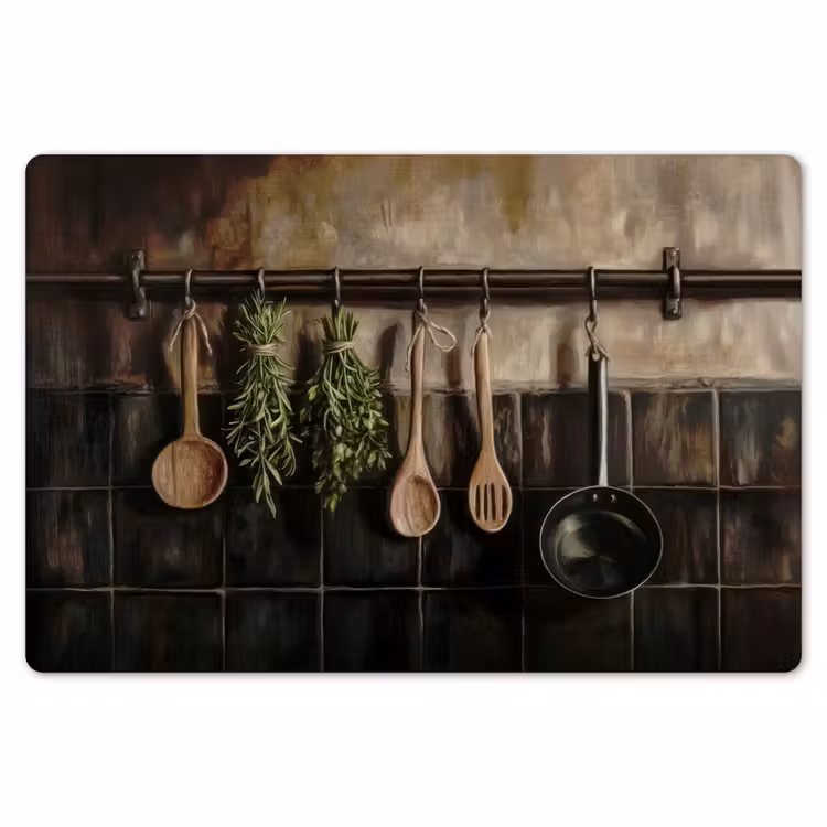 Keukengerei - Rustiek - Tegels - Kruiden Placemat vinyl groot -zzsfeer1_Kitchenyeah-website