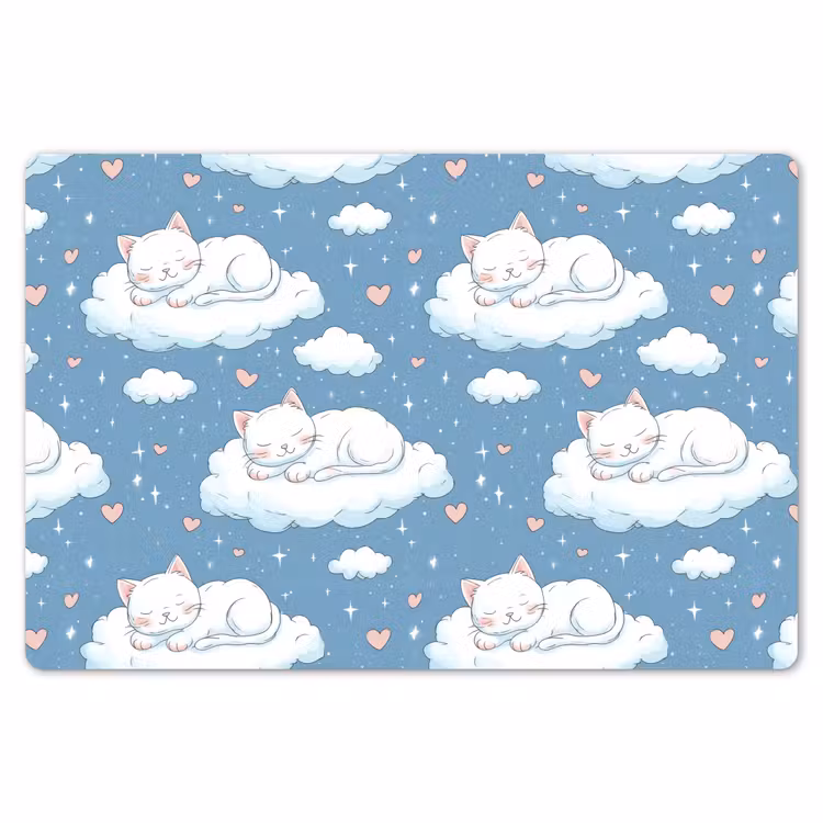 Kitten - Wolken - Blauw Placemat vinyl groot 368 -zzsfeer1_Kitchenyeah-website