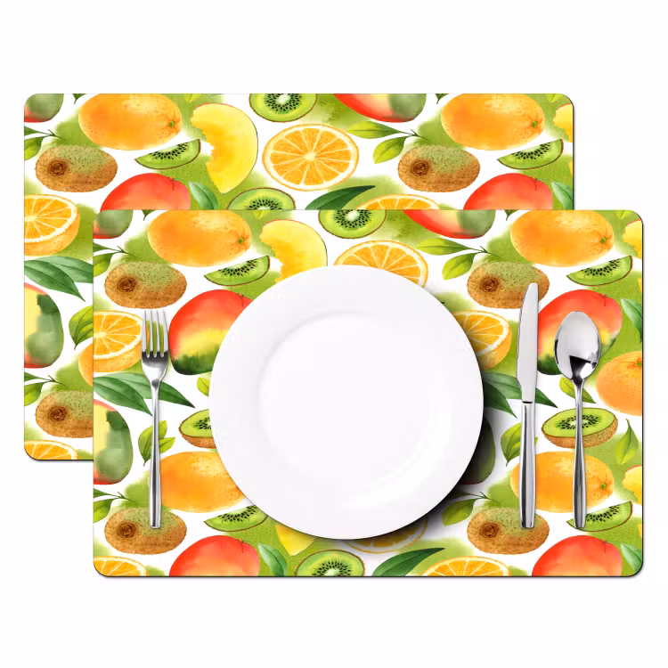 Kiwi - Sinasappel - Mango - Perzik Placemat vinyl groot 368 -zzsfeer2_Kitchenyeah-website