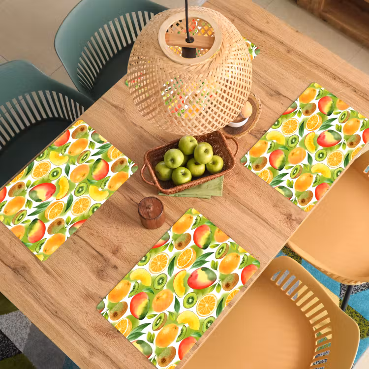 Kiwi - Sinasappel - Mango - Perzik Placemat vinyl groot 368 -zzsfeer5_Kitchenyeah-website