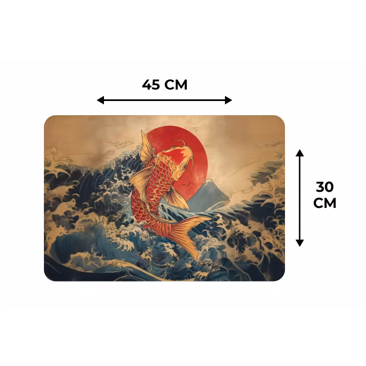 Koi - Zee - Golven - Zon Placemat vinyl groot -specs