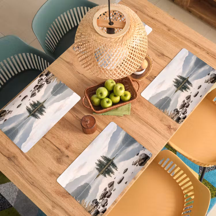 Meer - Bergen - Landschap - Groen Placemat vinyl groot -zzsfeer5_Kitchenyeah-website