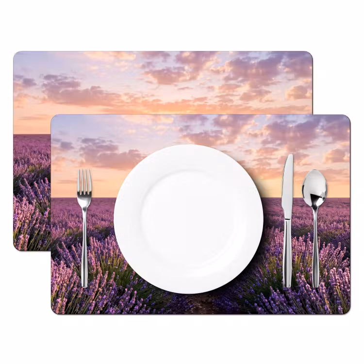 Landschap - Lavendelveld - Paars Placemat vinyl groot -zzsfeer2_Kitchenyeah-website