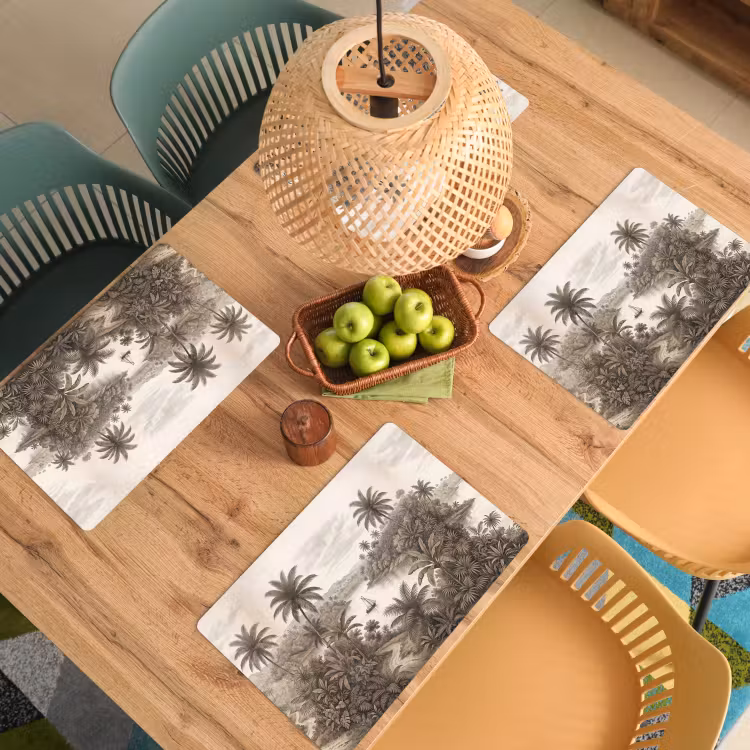 Landschap - Rivier - Boot - Tropisch - Vintage Placemat vinyl groot -zzsfeer5_Kitchenyeah-website