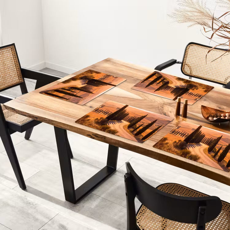 Landschap - Weg - Bomen - Natuur - Goud Placemat vinyl groot -zzsfeer4_Kitchenyeah-website