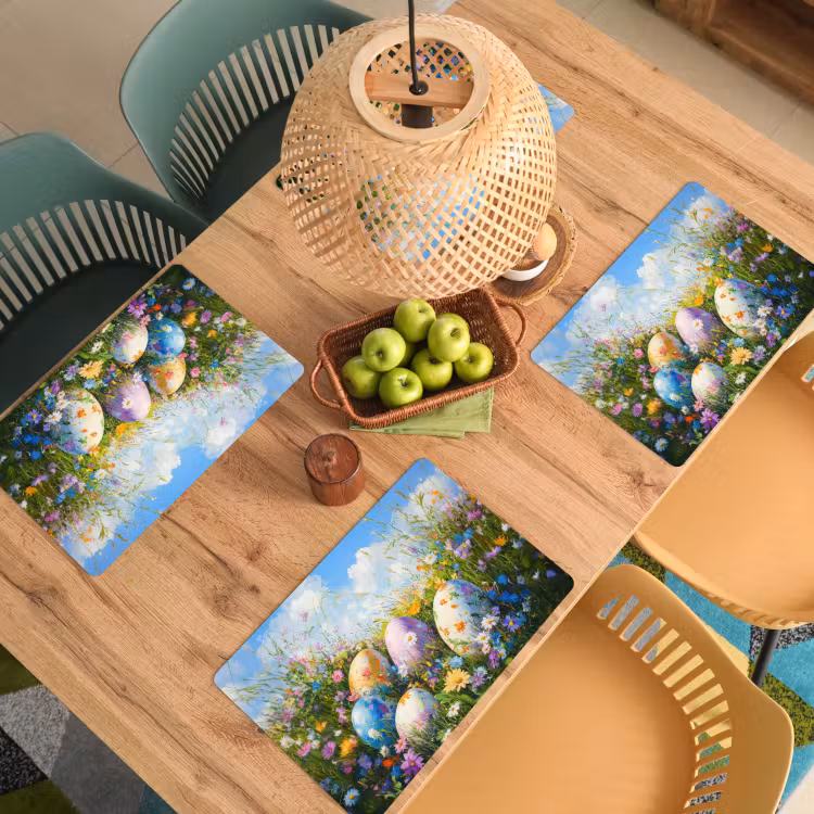 Grasveld - Eieren - Bloemen Placemat vinyl groot -zzsfeer5_Kitchenyeah-website