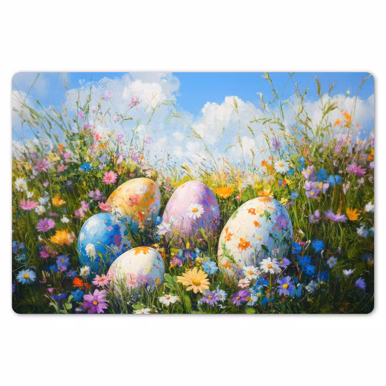 Grasveld - Eieren - Bloemen Placemat vinyl groot -zzsfeer1_Kitchenyeah-website