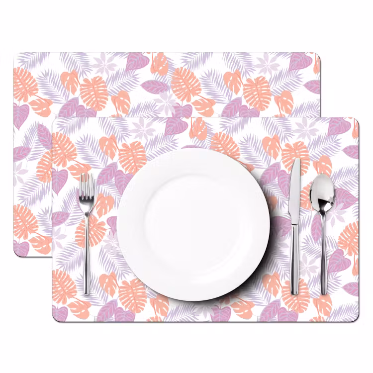 Bladeren - Pastelkleuren - Tropisch Placemat vinyl groot 368 -zzsfeer2_Kitchenyeah-website