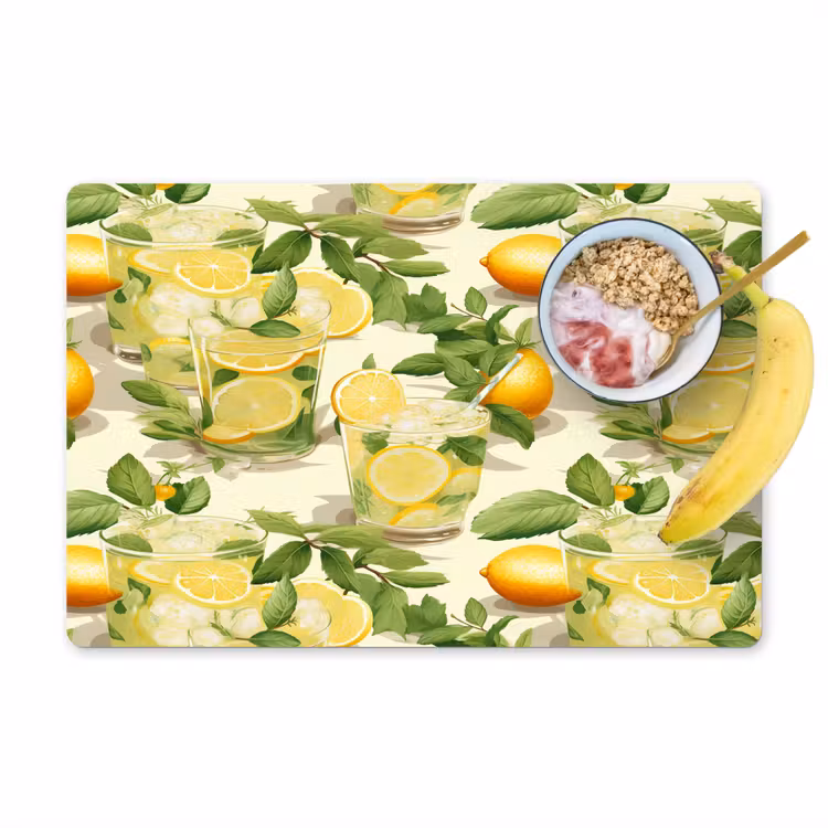 Citroen - Drankje - Glas - Munt Placemat vinyl groot 368 -zzzproduct_Kitchenyeah-website