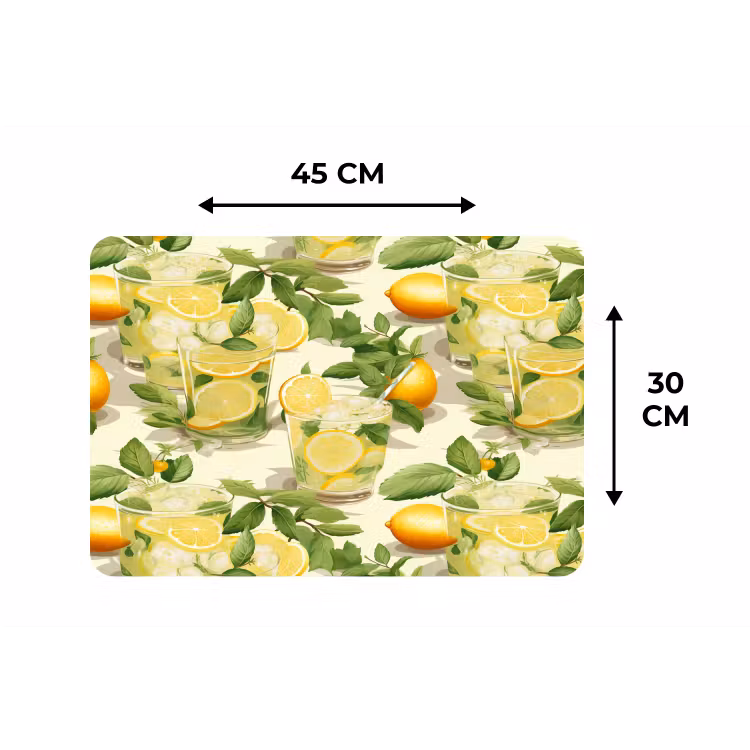 Citroen - Drankje - Glas - Munt Placemat vinyl groot 368 -specs