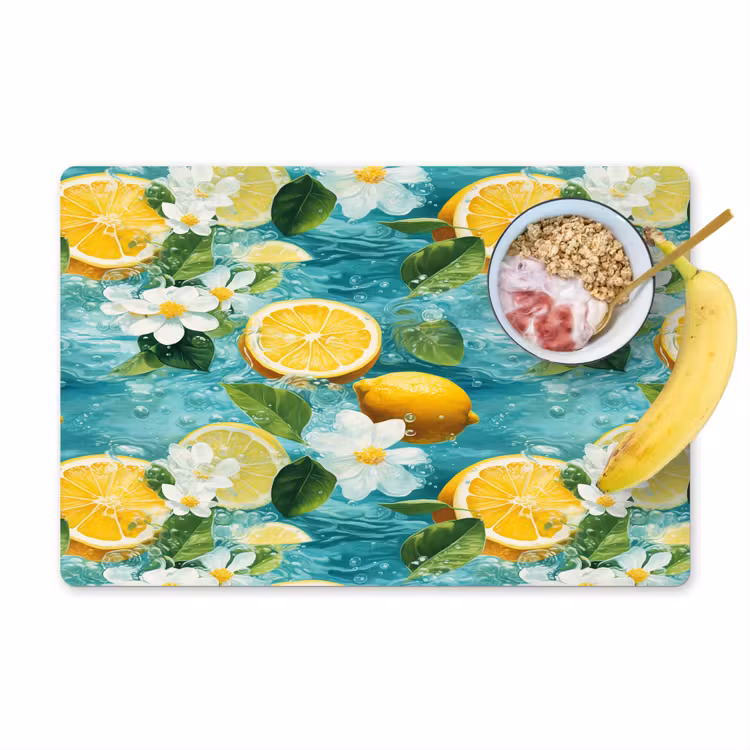 Citroen - Bloemen - Bruisend - Water Placemat vinyl groot 368 -zzzproduct_Kitchenyeah-website