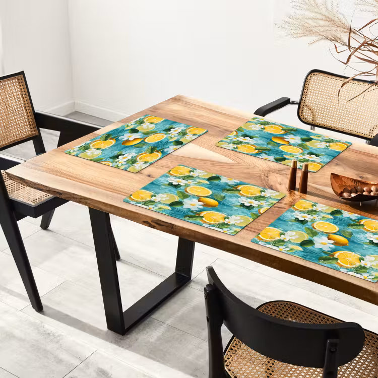 Citroen - Bloemen - Bruisend - Water Placemat vinyl groot 368 -zzsfeer4_Kitchenyeah-website