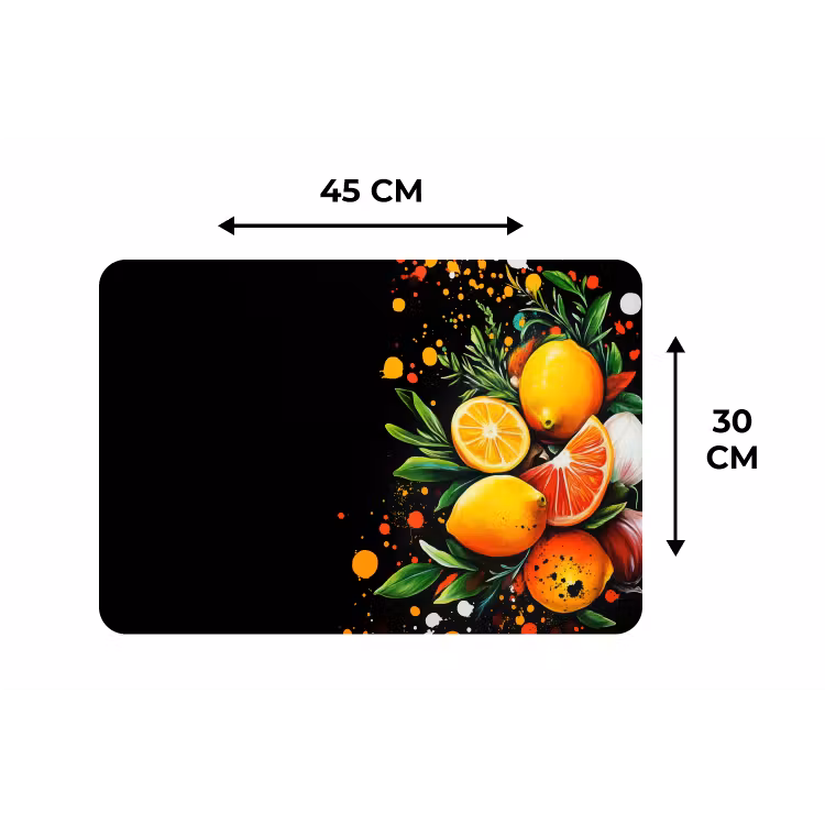 Citroenen - Zwart - Kruiden - Graffiti - Verf Placemat vinyl groot -specs