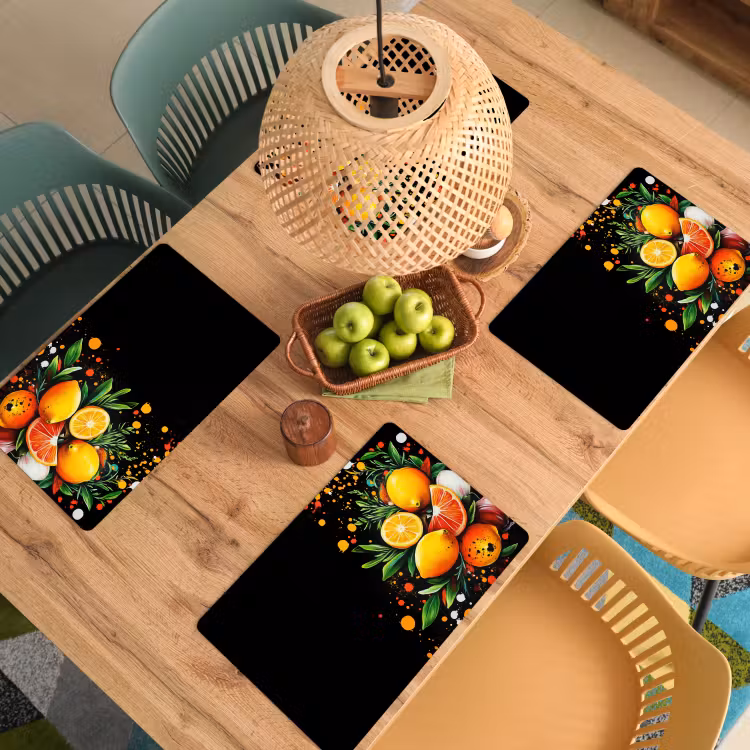 Citroenen - Zwart - Kruiden - Graffiti - Verf Placemat vinyl groot -zzsfeer5_Kitchenyeah-website