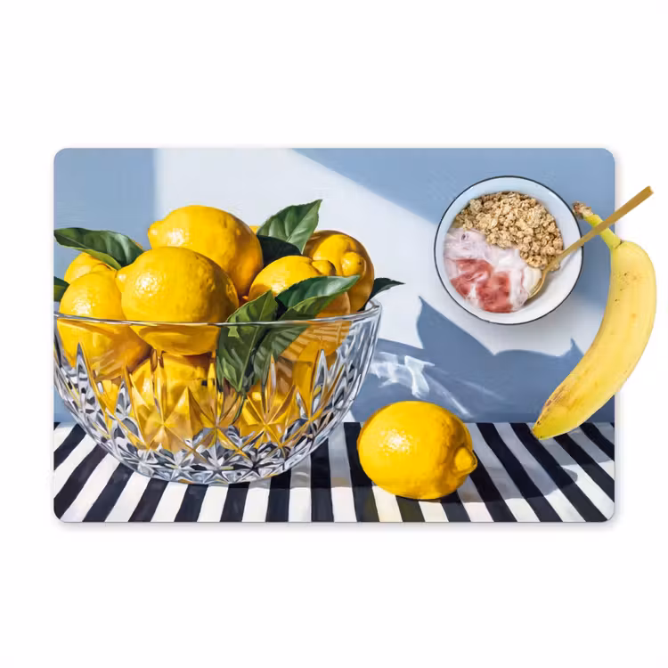 Placemat - 6 pieces - Lemons - Fruit - Yellow - Citroenen - Fruit - Geel Placemat vinyl groot